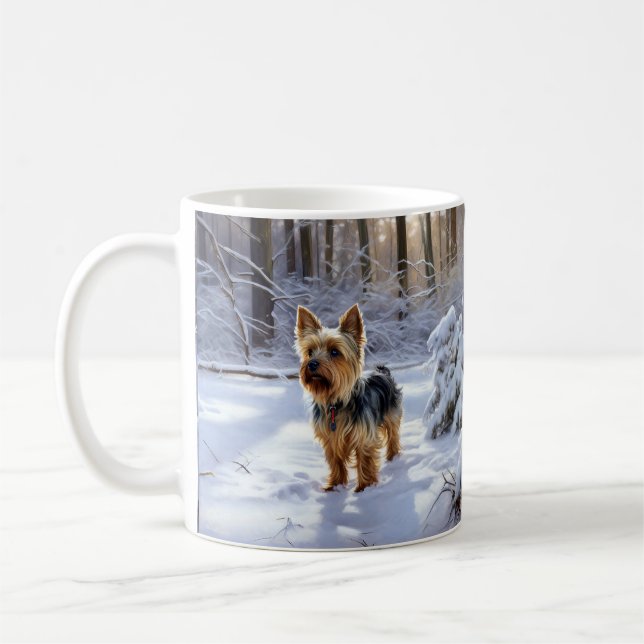 Yorkshire Terrier Let It Snow Christmas Coffee Mug (Left)