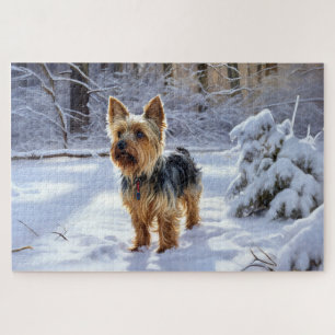 Yorkshire Terrier Let It Snow Christmas Jigsaw Puzzle