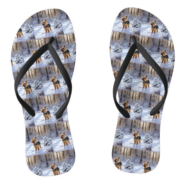 Yorkshire Terrier Let It Snow Christmas Thongs (Footbed)