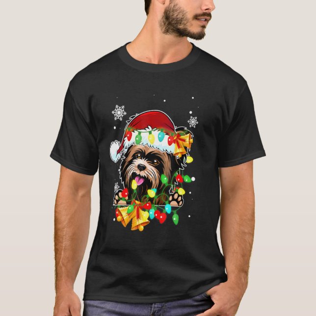 Yorkshire Terrier Lights Xmas Dog T-Shirt (Front)