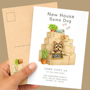 Yorkshire Terrier New House Moving Announcement Postcard