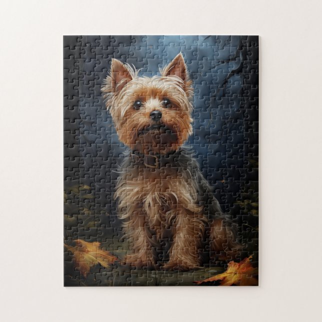 Yorkshire terrier on a moonlit night  jigsaw puzzle (Vertical)