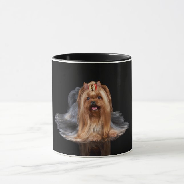 Yorkshire Terrier on black Mug (Center)