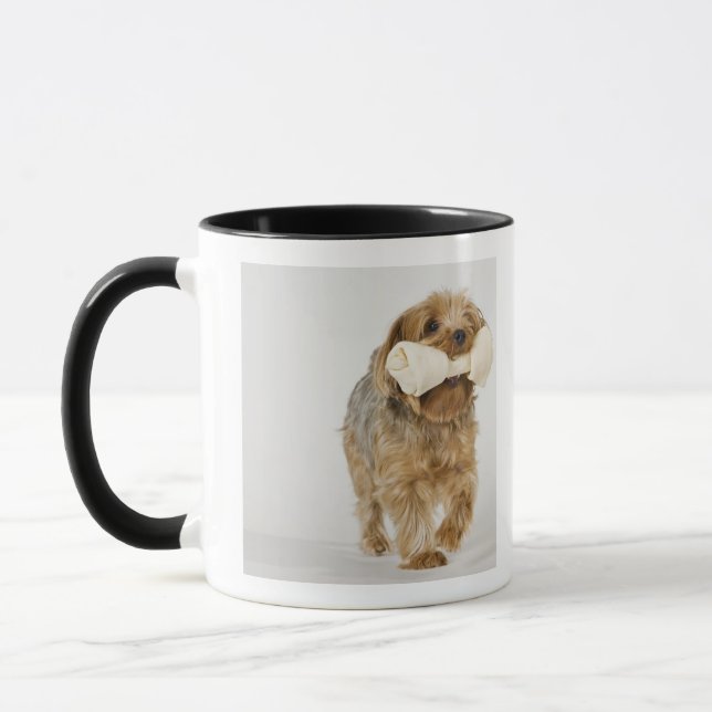 Yorkshire Terrier on white background walking Mug (Left)