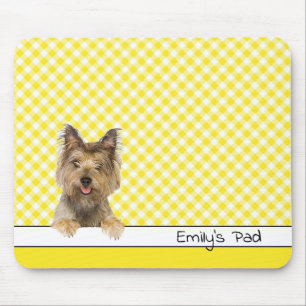 Yorkshire Terrier on Yellow Gingham  Mouse Pad
