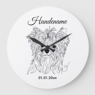 Yorkshire Terrier one line art customizable dog Large Clock