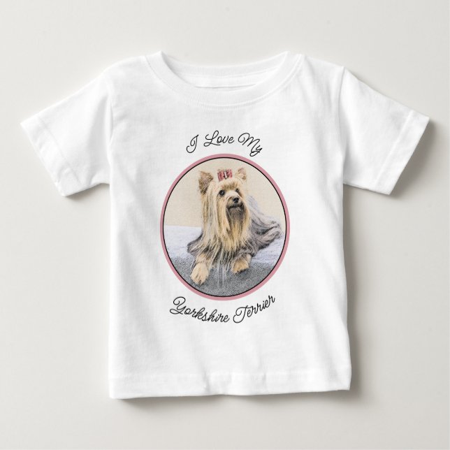 Yorkshire Terrier Painting - Cute Original Dog Art Baby T-Shirt (Front)