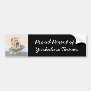 Yorkshire Terrier Painting - Cute Original Dog Art Bumper Sticker
