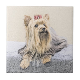 Yorkshire Terrier Painting - Cute Original Dog Art Ceramic Tile