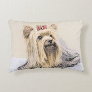 Yorkshire Terrier Painting - Cute Original Dog Art Decorative Cushion