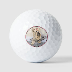 Yorkshire Terrier Painting - Cute Original Dog Art Golf Balls