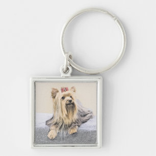 Yorkshire Terrier Painting - Cute Original Dog Art Key Ring