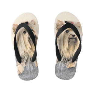 Yorkshire Terrier Painting - Cute Original Dog Art Kid's Thongs
