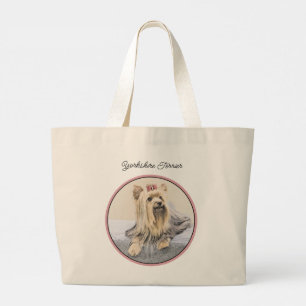 Yorkshire Terrier Painting Cute Original Dog Art Large Tote Bag