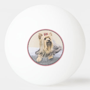 Yorkshire Terrier Painting - Cute Original Dog Art Ping Pong Ball