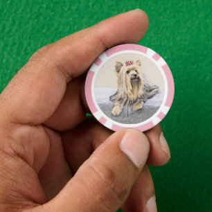 Yorkshire Terrier Painting - Cute Original Dog Art Poker Chips