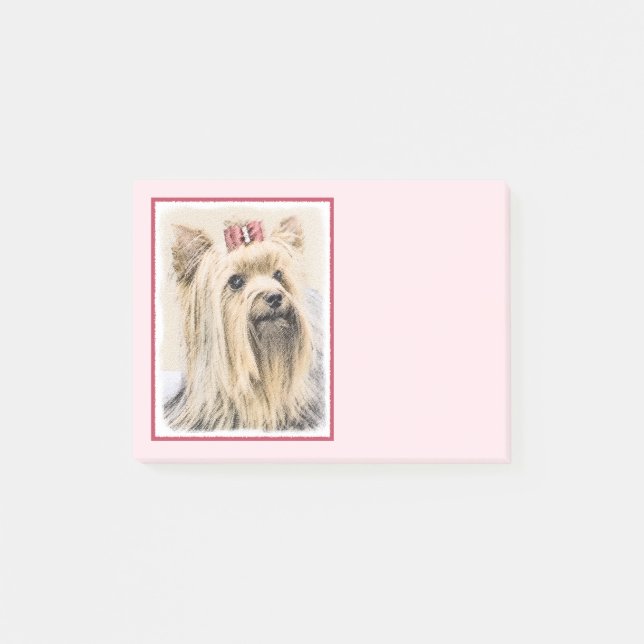 Yorkshire Terrier Painting - Cute Original Dog Art Post-it Notes (Front)