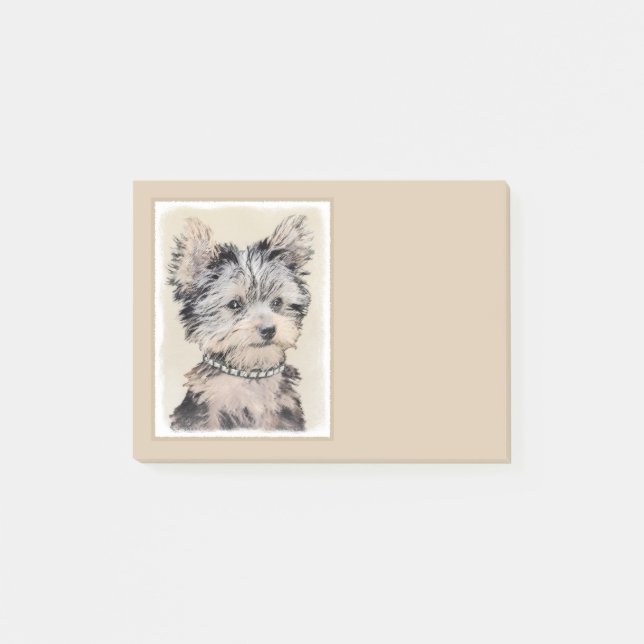 Yorkshire Terrier Painting - Cute Original Dog Art Post-it Notes (Front)