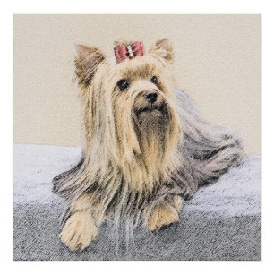 Yorkshire Terrier Painting - Cute Original Dog Art Poster