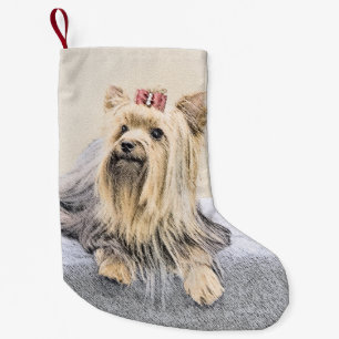 Yorkshire Terrier Painting - Cute Original Dog Art Small Christmas Stocking
