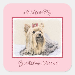 Yorkshire Terrier Painting - Cute Original Dog Art Square Sticker