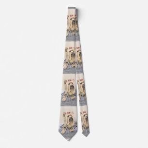 Yorkshire Terrier Painting - Cute Original Dog Art Tie