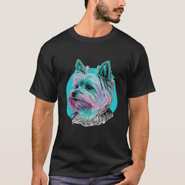 Yorkshire Terrier Pastel Vaporwave Aesthetic T-Shirt (Front)