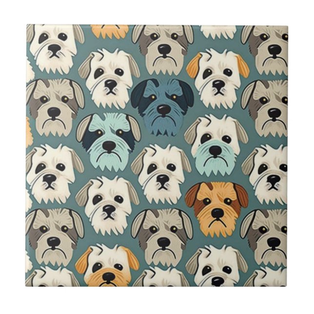 Yorkshire Terrier Pattern Ceramic Tile (Front)