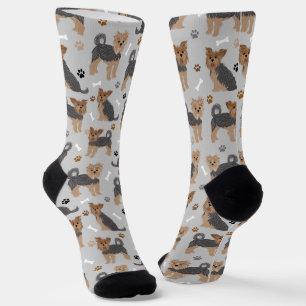Yorkshire Terrier Paws and Bones Yorkie Dog Socks