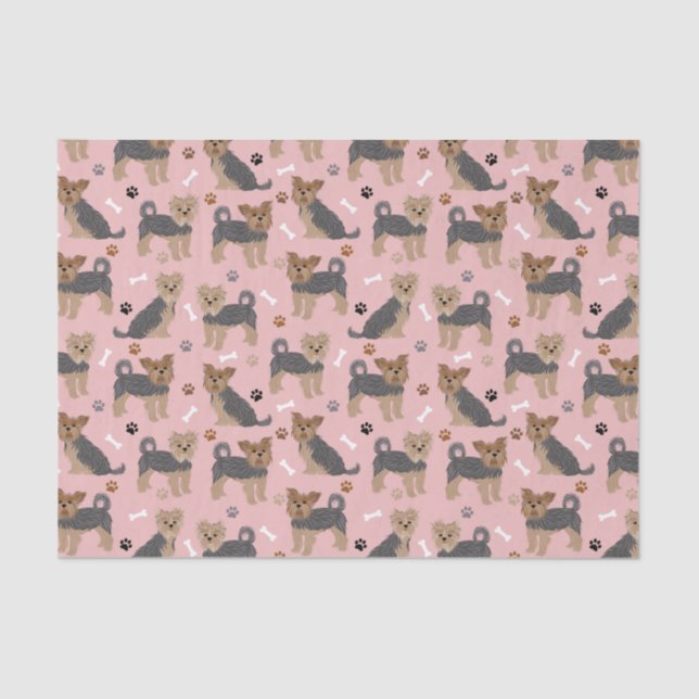 Yorkshire Terrier Paws and Bones Yorkie Dog Tissue Paper (Front)