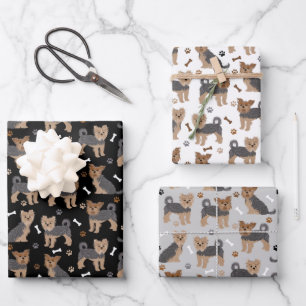 Yorkshire Terrier Paws and Bones Yorkie Dog Wrapping Paper Sheet