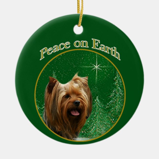 Yorkshire Terrier Peace Ceramic Ornament (Front)