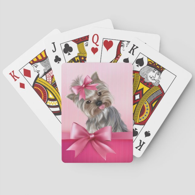 Yorkshire Terrier Pink Princess Yorkie Puppy Dog Playing Cards (Back)