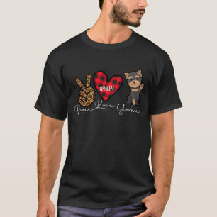 Yorkshire Terrier Plaid Peace Love Cute Dog T-Shirt