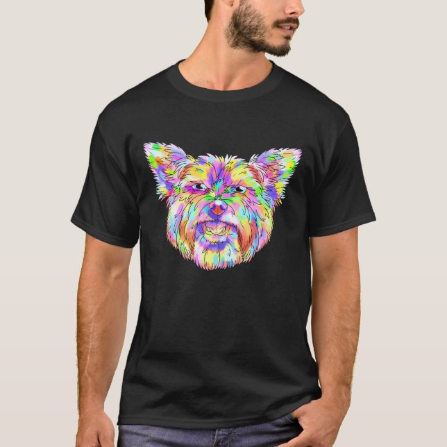 Yorkshire Terrier Pop Art Yorkie Dog Portrait T-Shirt (Front)