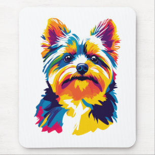 Yorkshire Terrier Portrait Illustration Painting Mouse Pad