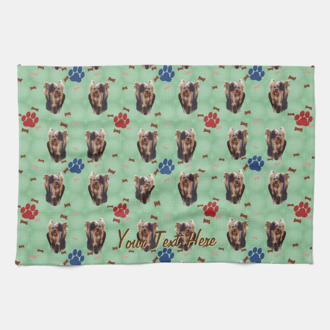 Yorkshire Terrier Portrait Tea Towel (Horizontal)