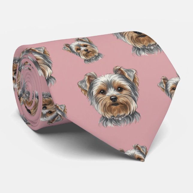 Yorkshire Terrier Portrait Tie (Rolled)