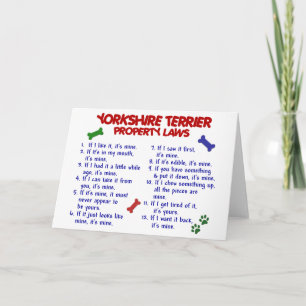 YORKSHIRE TERRIER Property Laws 2 Yorkie Card