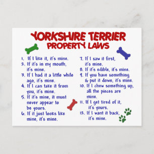 YORKSHIRE TERRIER Property Laws 2 Yorkie Postcard