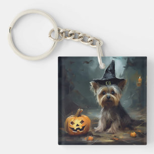 Yorkshire Terrier Pumpkins Halloween Scary Key Ring