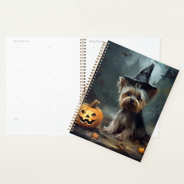 Yorkshire Terrier Pumpkins Halloween Scary  Planner (Display)