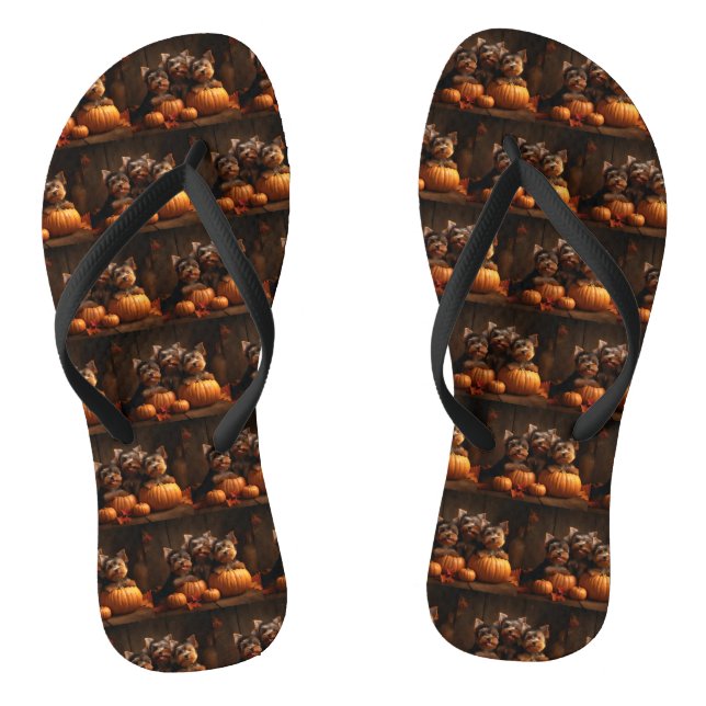 Yorkshire Terrier Puppy Autumn Delight Pumpkin  Thongs (Footbed)