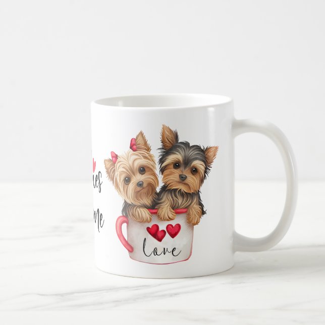 Yorkshire Terrier Puppy Dog Gift Valentines Yorkie Coffee Mug (Right)