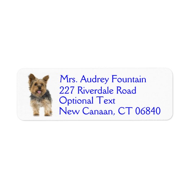 Yorkshire Terrier Puppy Dog Return Address Label (Front)
