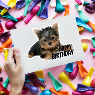 Yorkshire Terrier Puppy Happy Birthday Die Cut