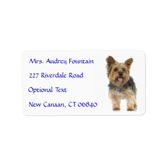 Yorkshire Terrier Puppy Name Address Mailing Label Address Label