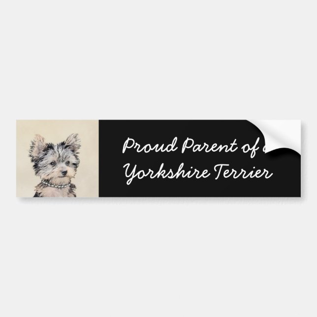 Yorkshire Terrier Puppy Painting Original Dog Art Bumper Sticker (Front)