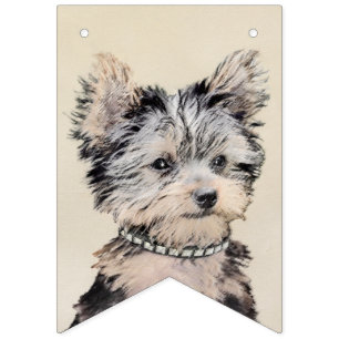 Yorkshire Terrier Puppy Painting Original Dog Art Bunting