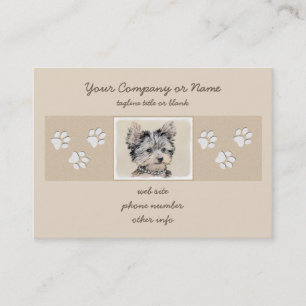 Yorkshire Terrier Puppy Painting Original Dog Art Business Card